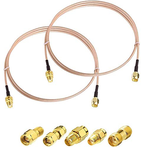 Superbat SMA Kabel SMA-Stecker auf Buchse Wlan Antenne verlängerungskabel 15cm (2 Stück) + 5er Koaxialadapter-Set | für 4G LTE-Mobilfunk Router Gateway-Modem Amateurfunk SDR USB-Dongle-Empfänger, GPS