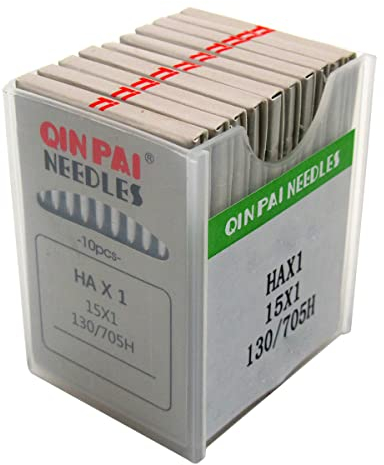 QINPAI 100 Stück 15 x 1# HAX1 Flachschaft Nähnadeln Kompatibel mit/Ersatz für Janome Marke Brother Marke Singer Marke Viking Marke Nadelgröße 14/90