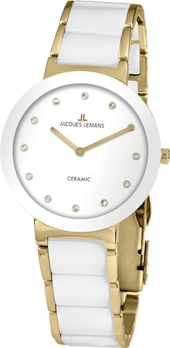JACQUES LEMANS Damenuhr Monaco Massiv Edelstahl/High-Tech-Ceramic massiv Edelstahl 42-7