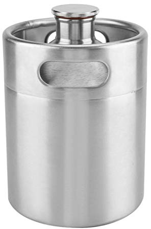 Bierfass Fass Growler Mini Weinfass Edelstahl mit Spiraldeckel Home Hotelzubehör für Bier Soda Kaffee Whisky(2L)