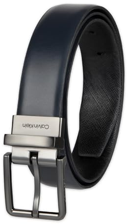 Calvin Klein Ceinture réversible 2 en 1 pour homme, bleu marine/noir, Small
