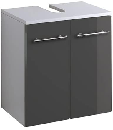 Held Möbel Bad Waschbecken Unterschrank Parma in Hochglanz grau 50 cm breit