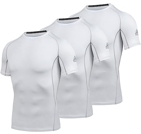 AMZSPORT Men's Men's Compression Shirts Short Sleeve Sports (Pack of 3)