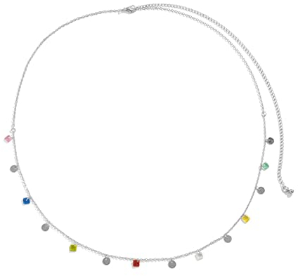 Mesnt Kettengürtel Gürtel Taillenkette für Kleid Taillenkette, Bauchkette, Hüftkette, Kettengürtel, Körperkette Körperkette Silber Buntes quadratisches Gras und rund, Silber
