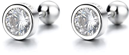 Minimalist 18G CZ Cartilage Earrings Stud 925 Sterling Silver Dainty Round Crystal Tragus Helix Piercing Post Barbell Bar Screw Back Studs Hypoallergenic Jewelry Gifts for Women Girls Unisex