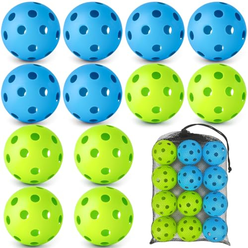 12 Pack Practice Baseballs For Hitting, 2.8 Inch Plastic Soft Baseballs for Practice Lightweight Soft Ball With Mesh Bag, Hollow Training Softball for Indoor Outdoor Sport Pitching Batting, Blue Green