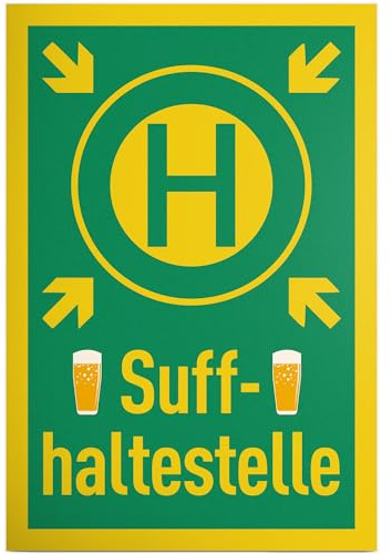 DankeDir! Suff Haltestelle - Schild 30 x 20 cm - JGA Party Fotobox Requiste Alkohol Geschenk - Geburtstagsgeschenk Geburtstagsdeko Geschenkidee Partydeko lustiger Spruch Bar Club