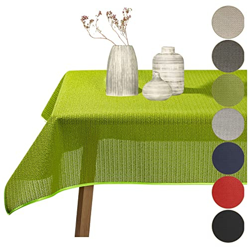 Cleanlevel EST 2016 Tischdecke Outdoor Wetterfest Abwischbar - Gartentischdecke rutschfest aus PVC Weichschaum, Tischschutz für Garten Balkon Terrasse (Grün, 160cm Rund)