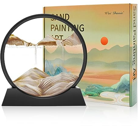 Wai Danie Pittura di Sabbia Che Scorre Quadro Sabbia Movimento sabbia dinamica 3d Hourglass Deep sea Sandscape Display Decorazioni per la Casa e l'ufficio Giocattoli da Scrivania (color caffè, 12)