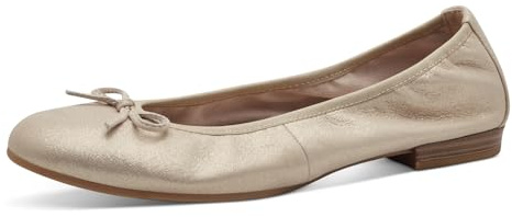 Tamaris Damen Klassische Ballerinas, Frauen Flats,Slip-ons,klassisch elegant,Ballerinen,Pumps,Halbschuhe,Sommerschuhe,Slipper,Champagne,38 EU
