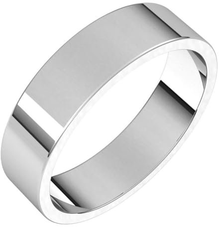 14 Karat Weißgold, 5 mm, flacher Bandring, US-Größe 5, Schmuck für Damen, One Size, Metall Weißgold Goldfarben Metall: Weißgold, Kein Edelstein