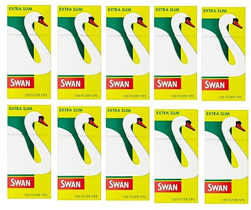Swan Extra Slim Filter Tips-1200 Count Filter Tips Premium Quality Extra-Slim Cigarette Filters Cigarette Filters Filters Smoking Tips Smoking PK20 120 X 10