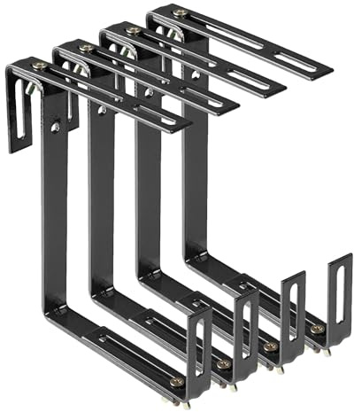 Xclou Soporte para Caja de Flores taladrar, Soporte para Caja de balcón, Gancho y Soporte, Antracita/Negro, 18.39 x 19 x 4 cm (Paquete de 4)