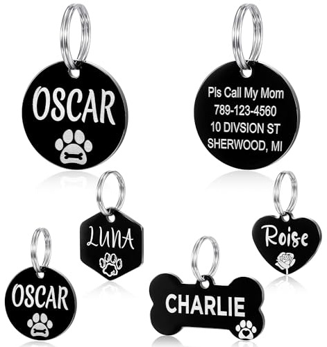 YEHANTI Hundemarke mit Gravur - Hundemarke Personalisiert mit Name, Telefonnummer, Adresse und musterungen, Edelstahl Namensschild für Hunde und Katzen mit Schöne Symbole (Rund, Klein)