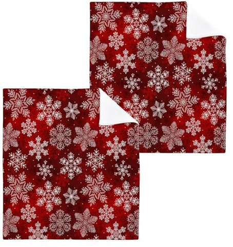 ISAOA Suabo Weihnachtshandtücher, Baumwoll-Waschlappen, Weihnachts-Sakura-Schneeflocken, Fingerspitzen-Handtuch, Waschlappen, saugfähige Waschlappen, schnell trocknend, Badetuch für Badezimmer, Spa,