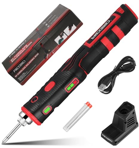 Domisyee Set saldatore a batteria senza fili, LED, 11 W, 1800 mAh, riscaldamento rapido, stagno di saldatura, punte, ideale per principianti e professionisti