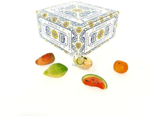 RAREZZE - Frutti di martorana siciliana (pasta di mandorla) di produzione artigianale, in confezione regalo gr.300. RAREZZE: dolci siciliani, cassata, torroncini e pasticceria tradizionale di Sicilia