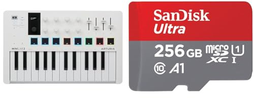 Arturia - MiniLab 3 - Universal-MIDI-Controller für Musikproduktion & SanDisk Ultra Android microSDXC UHS-I Speicherkarte 256 GB + Adapter (Für Smartphones und Tablets