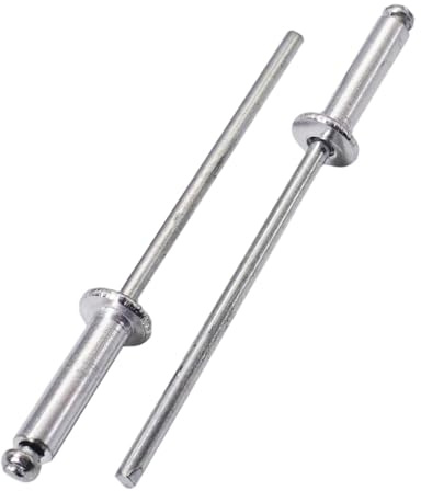 SKIR'CO (200 Stück) Aluminium Blindnieten 3,0 x 16 mm Stahldorn Popnieten Kuppelkopf DIN 7337 Nieten