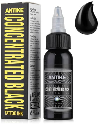 Inchiostro Tatuaggi Nero Professionale 1oz (30 ml) Inchiostro Nero Tattoo Concentrated Black Tattoo Ink per Rivestimento e Ombreggiatura