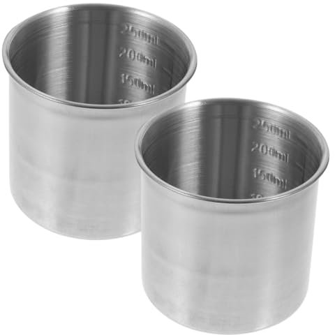 KICHOUSE 2pcs Stainless Steel Measuring Cups 250ml Wide-mouthed Metal Measuring Cup Baking Accessory for Kitchen and Household Use