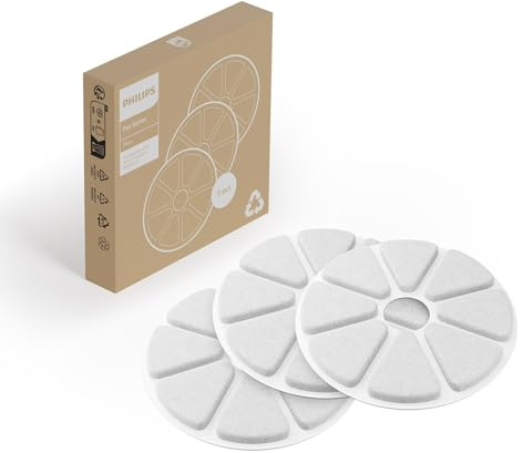 Philips Pet Series vattenfontänfilter - flerskiktsfilter. För rent och friskt dricksvatten. Förpackning med 3 utbytesfilter. Vit (PAW0010/01)