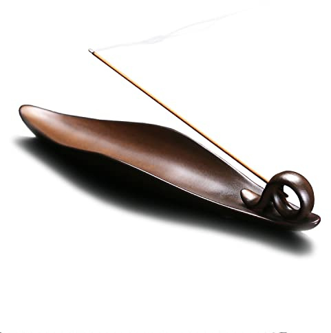 Räucherstäbchenhalter aus weißem Porzellan, 22,9 cm lang, mit 3 Löchern, Aschekorb für Spa, Meditationsraum, Yoga, Zuhause, Büro (braun) (weiß)
