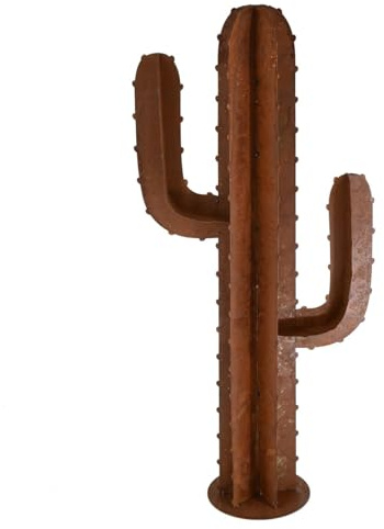Générique Cactus Statue Décoration Métal Couleur Brun Ambré Effet Vieilli de 80cm Déco Inspiration Voyage