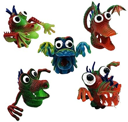 BESTonZON Silikon Fingerpuppen Set 5 Stück Für Kinder Tier-Spielzeug Für Rollenspiele Und Sprachentwicklung Interaktives Fingerspielzeug Für Zuhause Kindergarten Und Lernzentren