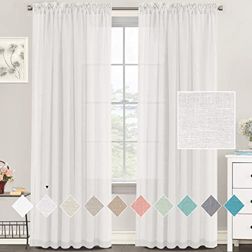 Tenger Home Tende Trasparenti Con Passanti Morbidi Finestre per Salotto Eleganti Soggiorno per Camera da Letto e Tende per Interni, 2 Pannelli (Bianco,150x245 cm)
