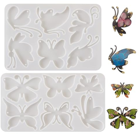 Bestewelry Lot de 2 moules en résine 3D en forme de papillon - Animaux volants - Moules en résine époxy UV pour loisirs créatifs