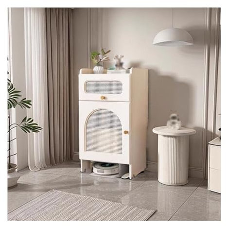 spazzatrice Armadio portaoggetti Scaffale in Legno per Macchine Spazzatrici, Mobile per Lavasciuga Pavimenti, Organizzatore per Vasche da Pesca con Porta in Rattan E Ruote(LxWxH 50x40x92cm)