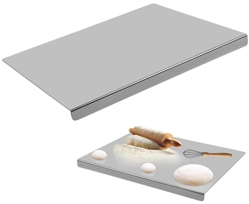 Tabla de cortar de acero inoxidable 304, tabla de cortar resistente, tablas de hornear para repostería de cocina con borde de mostrador, tablas de fideos para amasar y enrollar