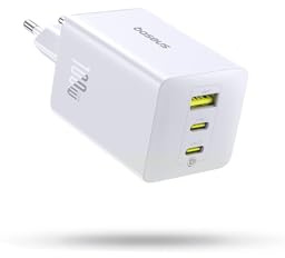 Baseus Enerfill USB C Ladegerät 100W, 3-Ports USB C Netzteil, PD Ladegerät mit PPS, GaN Schnellladegerät kompatibel mit MacBook Pro/Air, iPad, Laptop, iPhone 17/16/15/14, Galaxy S25, Pixel, Weiß