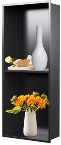 De Douche en Acier Inoxydable 304, Support De Rangement Mural Brossé, Aucun Carrelage Nécessaire, étagère De Douche Double Couche, rt Mural pour Rangement,Noir
