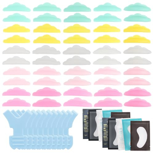 Wimpernlifting Pads Set, 30 Paar Silikon Lash Lifting Pads + 10 Y-Förmige Wimpernbürsten + 10 Paar Augenpads, 5 Verschiedene Curling-Modelle, Waschbar Und Wiederverwendbar Lashlifting Zubehör