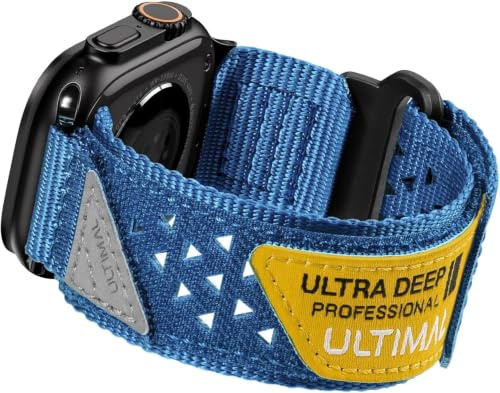 ULTIMAL Correas compatibles con Apple Watch de 38/40/41/42/44/45/46/49 mm, correa de nailon suave transpirable con diseño de velcro para iWatch Series 10/9/8/7/6/5/4/3/2/1/SE