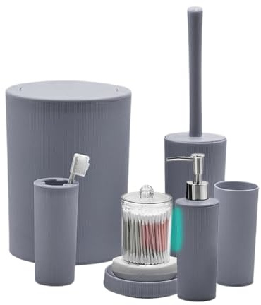 Juego de Accesorios de Baño,Dispensador De Jabón Porta Hisopos Vaso para Cepillos Dentales | 7 Piezas Accesorios de Ducha para Baño Hogar Interior Exterior Viajes