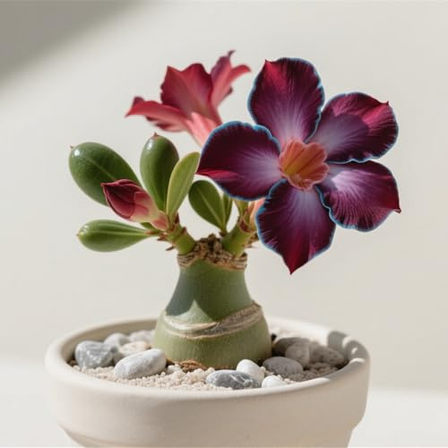 Winterhart pflanzen, Gift, Mysteriöse magische Glühbirne,Lebende Pflanzen,Mehrjährige Blumenzwiebel ist winterhart,Blumenzwiebel Mix-1 Wüstenrose knollen -A