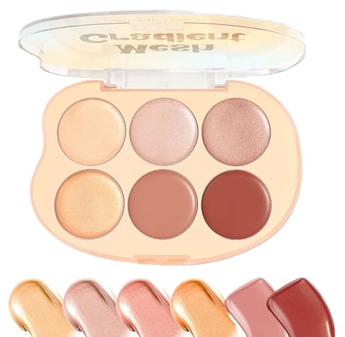 Hozaenwa Rouge Highlighter Palette,6 Farben Multifunktions-Palette - Langanhaltende Blendbare Creme Make-up Set Für Damen Haut