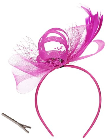 sy soul young Fascinator Hut für Damen Pillbox Hut mit Schleier Headpiece Feathers Teeparty Hochzeit Derby Gems