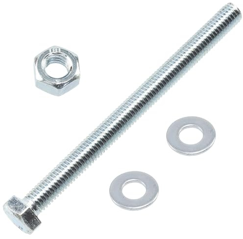 AERZETIX - Set di 10 bulloni М8X100 mm con testa esagonale + 20 rondelle M8x16 mm + 10 dadi esagonali M8 per il fai da te e il fissaggio leggero | acciaio