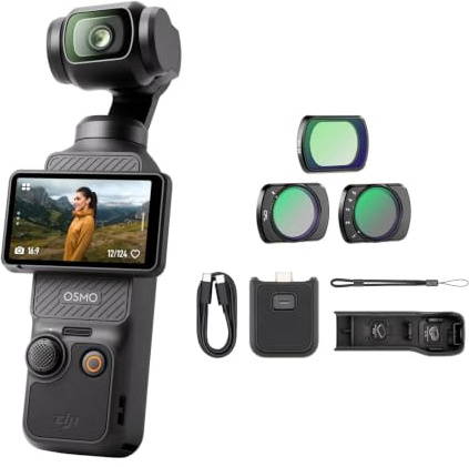 DJI Osmo Pocket 3, Vlogging Camera with 1'' CMOS & 4K/120fps Video, 3-Axis Stabilization, Fast Focusing, 2 Rotatable Touchscreen, Small Video Camera