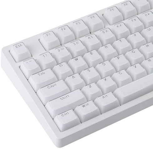 JakeTsai Crystal Jelly Keycaps, PBT Keycap 136 Keys OEM Profile Double Shot White Translucent Custom Keycaps for Cherry MX Switch Mechanical Keyboard