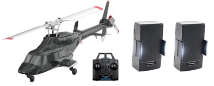ExploTex Mini-RC-Hubschrauber Modell A61 Im Maßstab 1:53, Air-Wolf 2,4 GHz, 4 Kanäle, EIN Rotor, Flybarless, Mit Optischer Höhenhaltung (RTF-Version/schwarz Und Weiß) + Akku*2, Ideal Für Anfänger