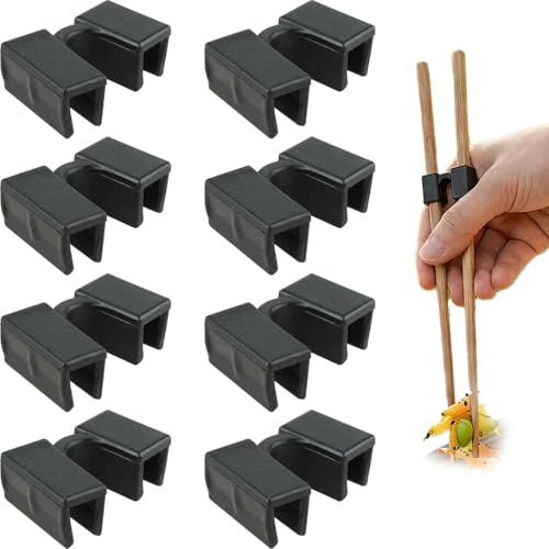 ZIOYANE 8 pezzi di bacchette ausiliarie, connettore incernierato riutilizzabile, bacchette di plastica per principianti adulti (nero)