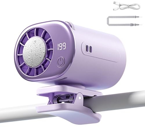2026 Car Clip On Air Conditioner Fan With Led Display - 360° Rotation, 199-Speed Adjustable Portable Clip On Fan With 16℃ Semi-Cooling, USB Rechargeable Quiet Table Fans For Umbrella,Office,Car Seat