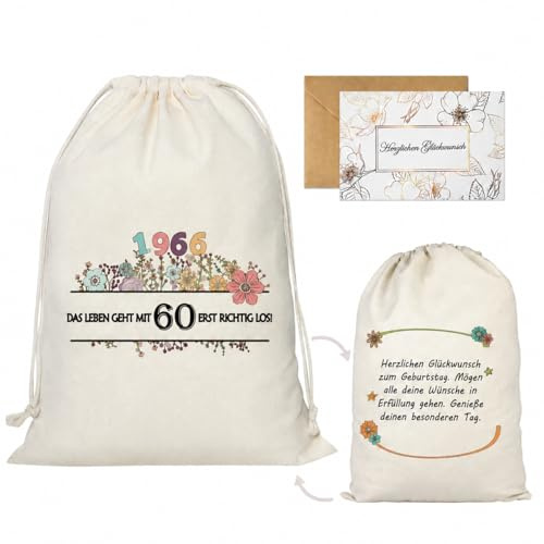 Seutgjie Geschenkverpackung 60. Geburtstag Geschenktüten mit Grußkarte | Geburtstagsgeschenk für 60. Geburtstag Frau Mann 1966