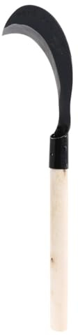 VICASKY Guadaña de Mano para Desherbar Jardín, Acero al Manganeso, Mango Largo de Madera, Agarre Cómodo, Uso Mano Estilo Aleatorio