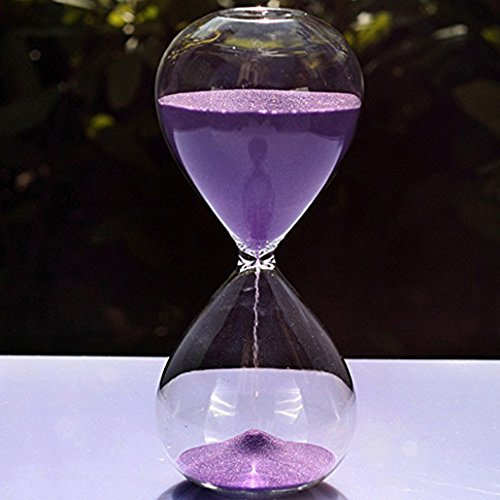 Grand sablier coloré en verre tendance - Décoration d’intérieur ou cadeau de Noël et d'anniversaire, violet, 10 Minutes